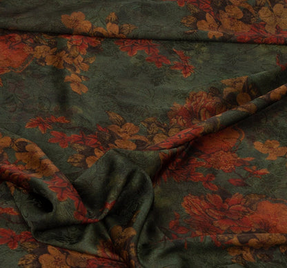 Floral Tea Silk Satin Fabric: 59"W Digital Print Gambiered Canton Gauze