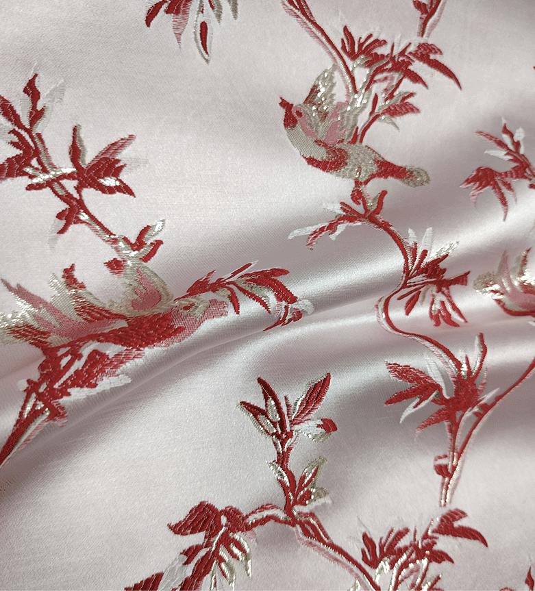 Tissu jacquard à motif d'oiseaux et de fils d'or : matériau d'ameublement de 150 cm de large