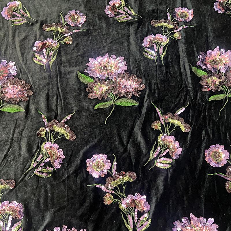 49"W Embroidered Velvet Fabric by the Yard ��� Soft Plush Material for Sewing, Upholstery &