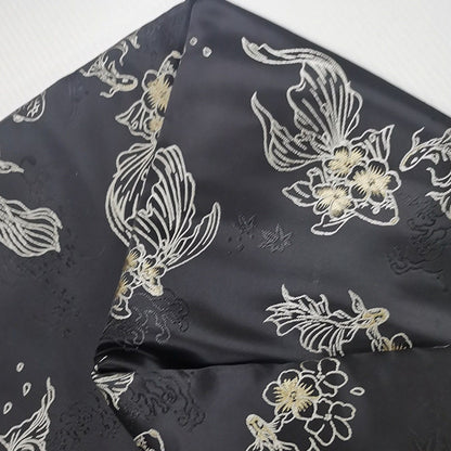 Goldfish Jacquard Fabric: Butterfly Flower Polyester Rayon Blend