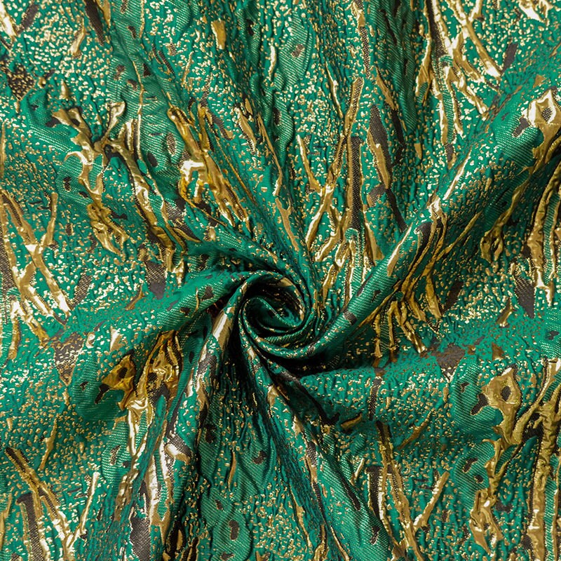 Gold Thread Jacquard Fabric: 3D Universe Galaxy Design, 56" Wide