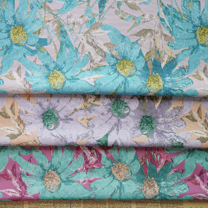 Floral Jacquard Fabric: Island Style Pink Flowers, 55" Wide
