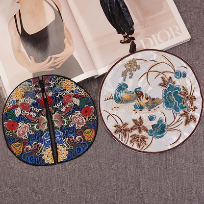 Embroidered Floral Patch: Round Ethnic Style Clothing Decor