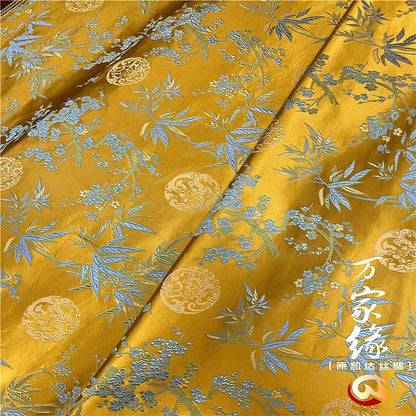 Bamboo Leaf Silk Brocade Fabric: 29.5"W Jacquard Damask