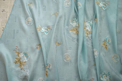 Embossed Flower Embroidery Organza Fabric: 59"W Silk Dress Material