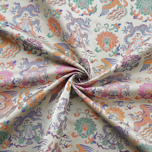 Dragon Brocade Fabric | Oriental Jacquard Sewing Material, 58"W