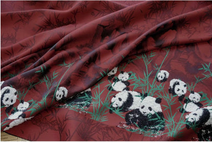 Red Panda Jacquard Fabric: Embossed Upholstery, Costume, Decor - 65"W
