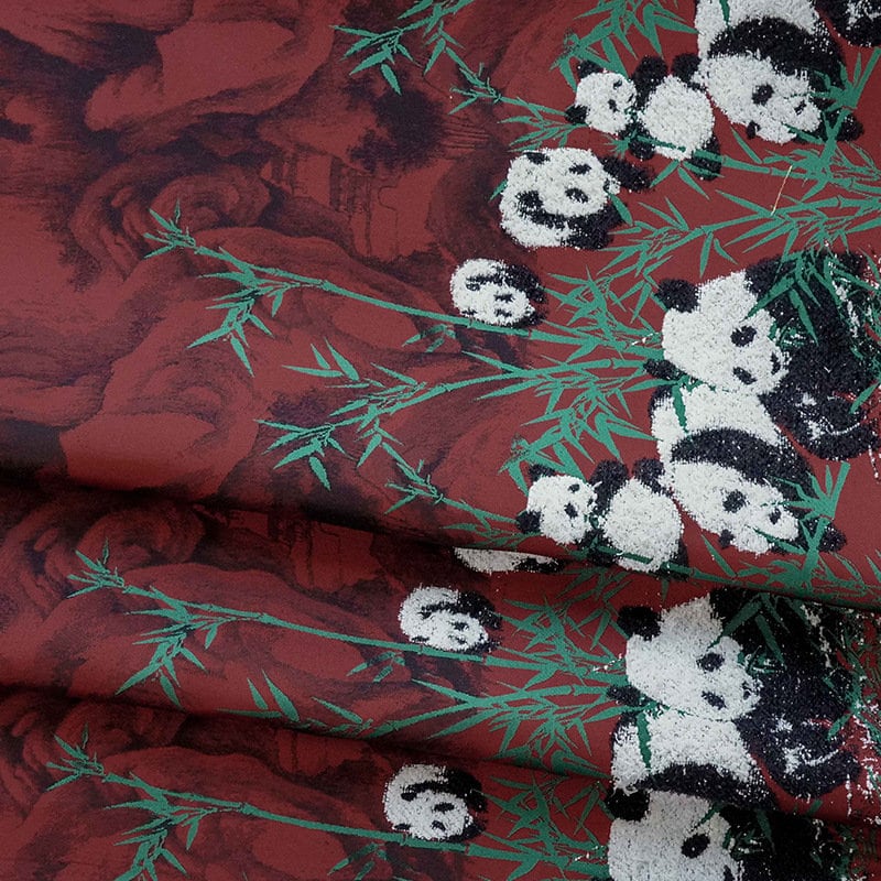 Red Panda Jacquard Fabric: Embossed Upholstery, Costume, Decor - 65"W