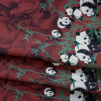 Red Panda Jacquard Fabric: Embossed Upholstery, Costume, Decor - 65"W