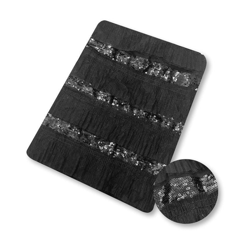 Pleated Sequin Lace Fabric: 3D Embroidery, 50"W, For Sewing & DIY