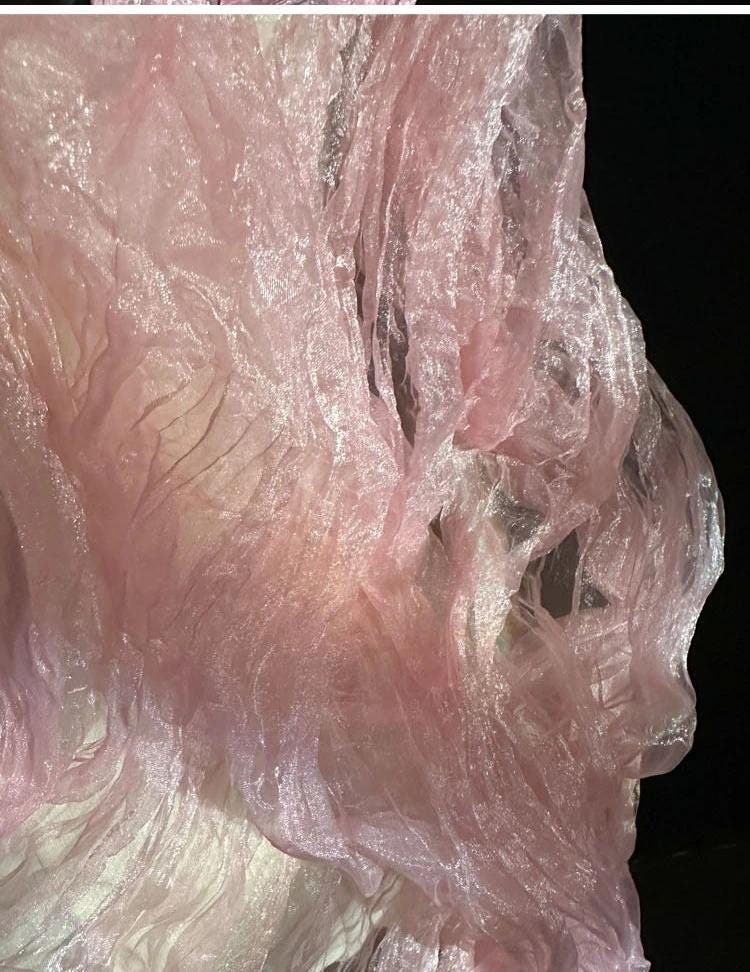 Pink Mermaid Organza Fabric: Water Reflective, Stiff Texture (55" W)
