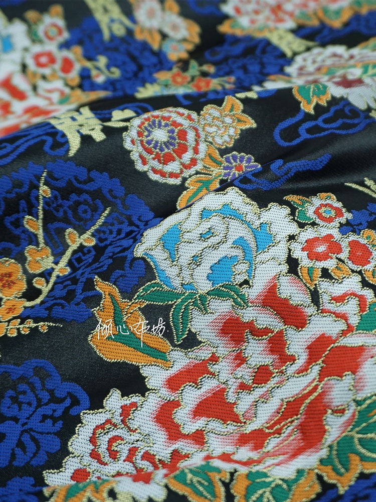 Floral Silk Brocade Fabric: 29"W Chinese Wedding Fabric By The Meter