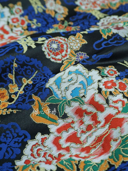 Floral Silk Brocade Fabric: 29"W Chinese Wedding Fabric By The Meter