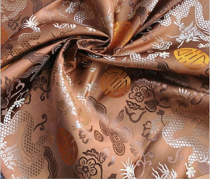 Chinese Dragon Brocade Fabric: Multi-Color Rayon, 29.5" Wide, Upholstery & Sewing