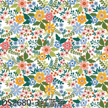 Floral Cotton Fabric: Colorful Small Flower Print, Soft DIY Sewing Material