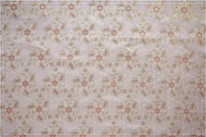 Gold Thread Jacquard Fabric: Pink 3D Flower Designer Fabric, 62"W