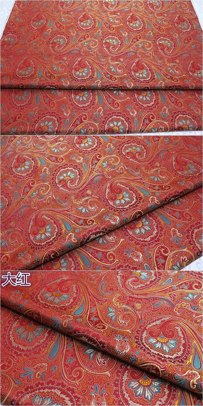 Silk Brocade Damask Fabric: Paisley Phoenix Tail Pattern, 29.5" Wide