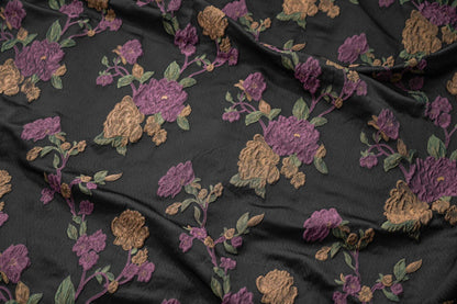 Tissu jacquard à motif floral et fils dorés : Tissu de créateur Vintage Palace, 147 cm de large
