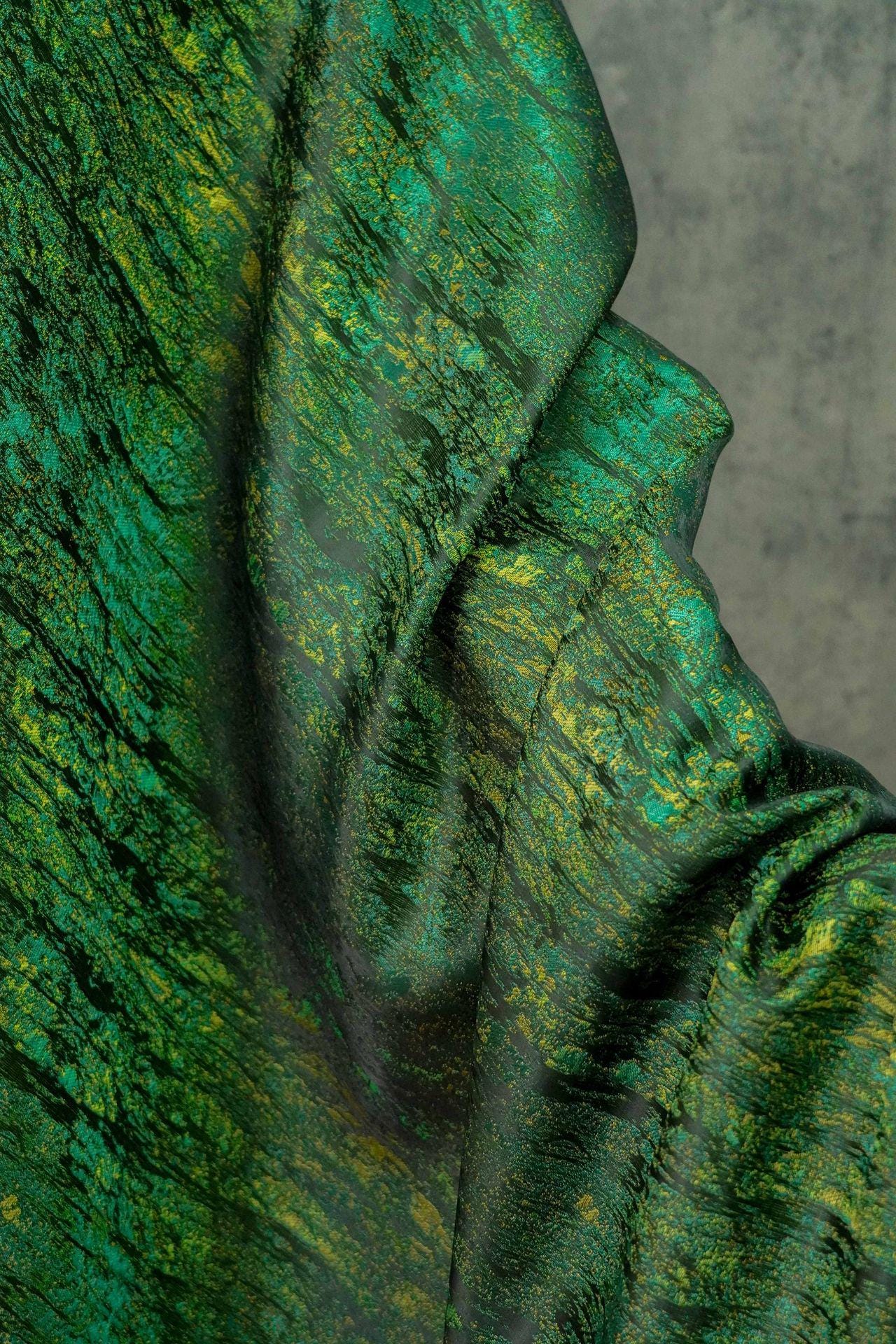 Jacquard Damask Fabric: Retro Palace Green Upholstery & Sewing