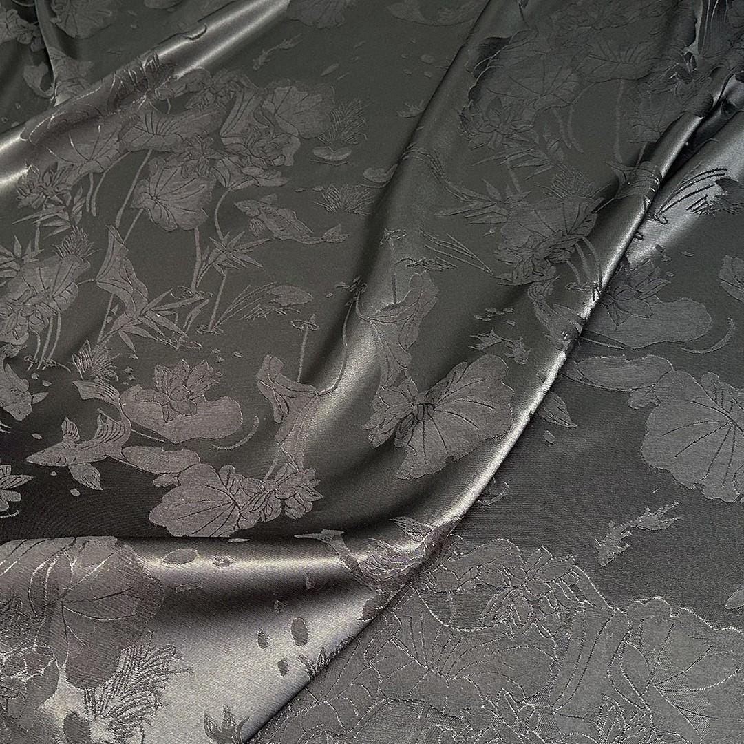 Lotus Jacquard Satin Damask Fabric: 59" Wide Rayon Sewing Material
