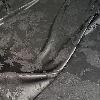 Lotus Jacquard Satin Damask Fabric: 59" Wide Rayon Sewing Material