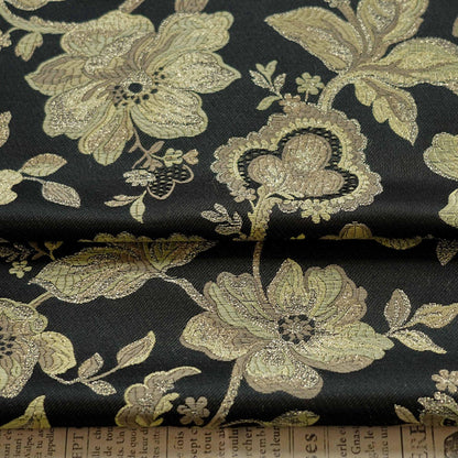 Gold Thread Jacquard Fabric: Vintage Palace Floral, 60"W - By The Meter