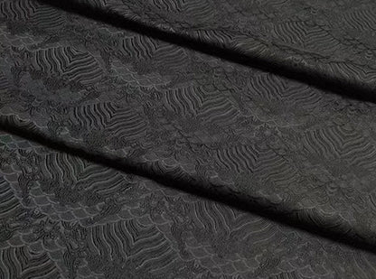 Tissu brocart de soie et rayonne à motif vagues océaniques - 150 cm de large