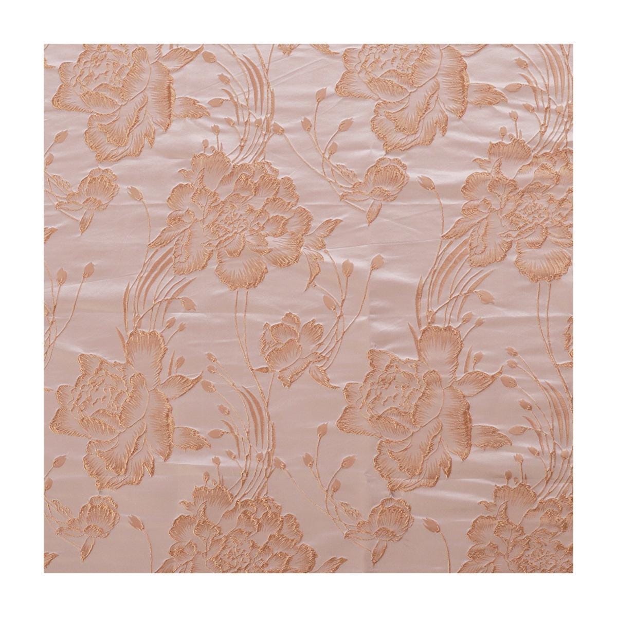 Gold Embroidered Jacquard Fabric: 3D Floral Upholstery, Costume, Decor - 59"W