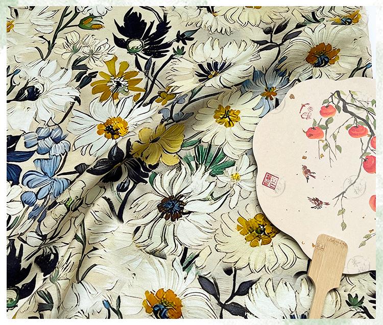 Luxury New Chinese Style Floral Cotton Brocade Fabric ��� Digital Print Oriental Textile - By The Met"Wide