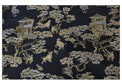 Gold Woven Tiger Jacquard Fabric with Dragon Ox Elements ��� Fashion & Decor Texti"Wide