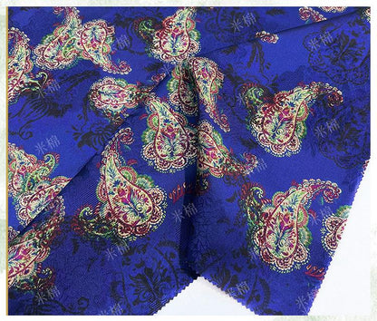 Royal Blue Brocade Xiangyun Silk Fabric, Traditional Chinese Jacquard Material for Sewing & Dressmaking - Poppylollipop