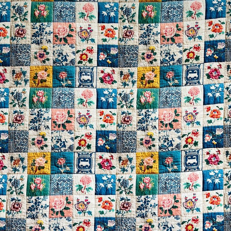 Floral Print Cotton Fabric: Quilting, Patchwork Material (55" Wide)