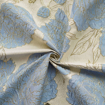 Elegant Embossed Gold Thread Floral Jacquard Fabric ��� Luxury Dress & Home Decor Texti"Wide