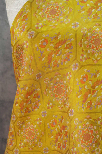 Gold Brocade Fabric - Mandarin Duck Song Jacquard, 59"W