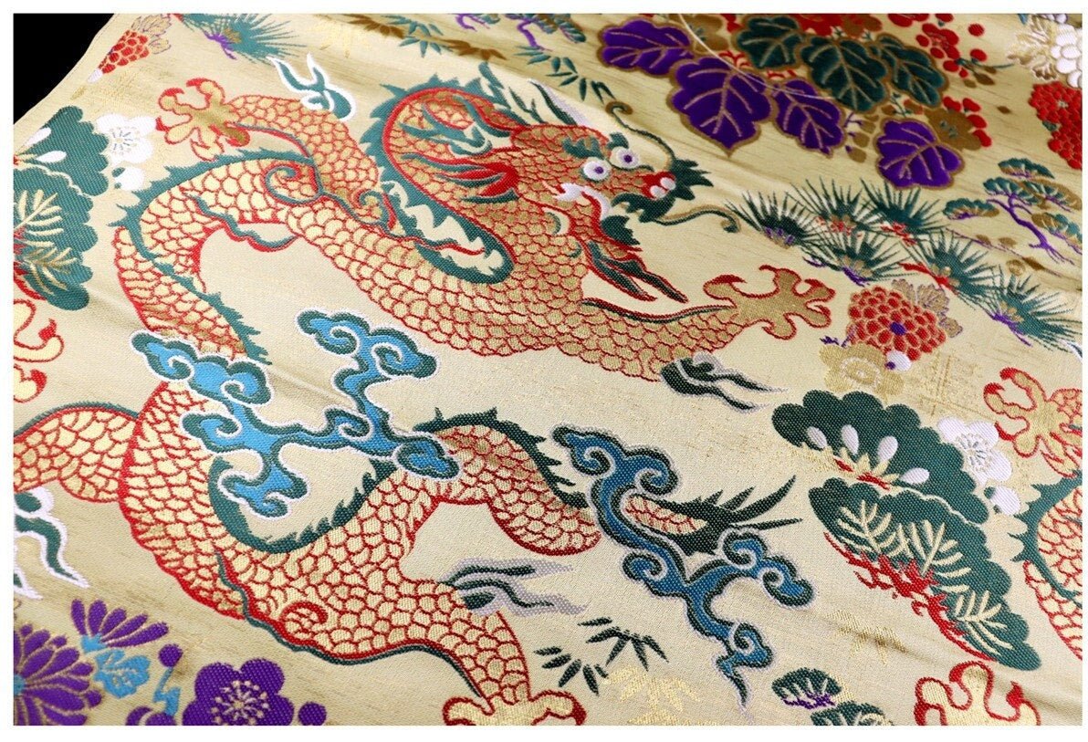 Dragon Jacquard Satin Fabric: Silk Rayon Brocade, Costume Decor - Poppylollipop