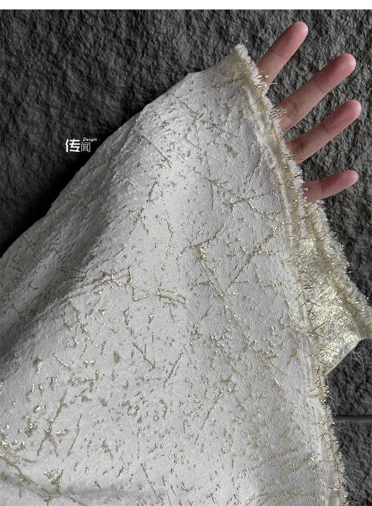 Gold Thread Jacquard Fabric: 3D Oil Painting Texture, 53" Wide