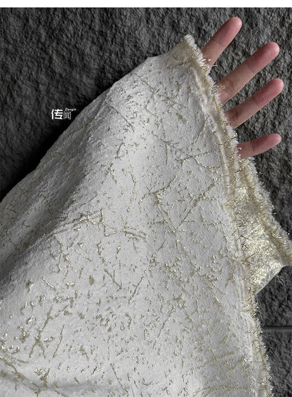 Gold Thread Jacquard Fabric: 3D Oil Painting Texture, 53" Wide