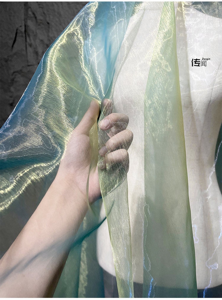 Colorful Gradient Organza Fabric: Laser Symphony Yarn (By The Meter)