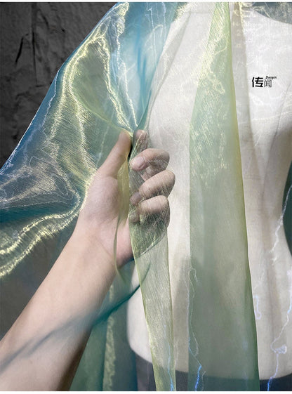 Colorful Gradient Organza Fabric: Laser Symphony Yarn (By The Meter)