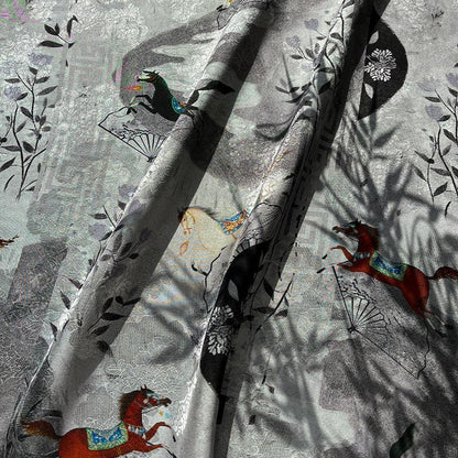 Galloping Horse Jacquard Xiangyun Silk ��� 100% Rayon Brocade Fabr"Wide