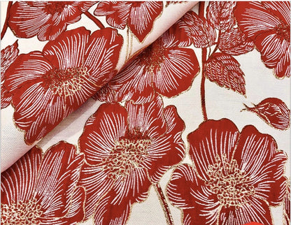 Lotus Brocade Fabric: 59"W Jacquard Satin Damask, Cheongsam Sewing