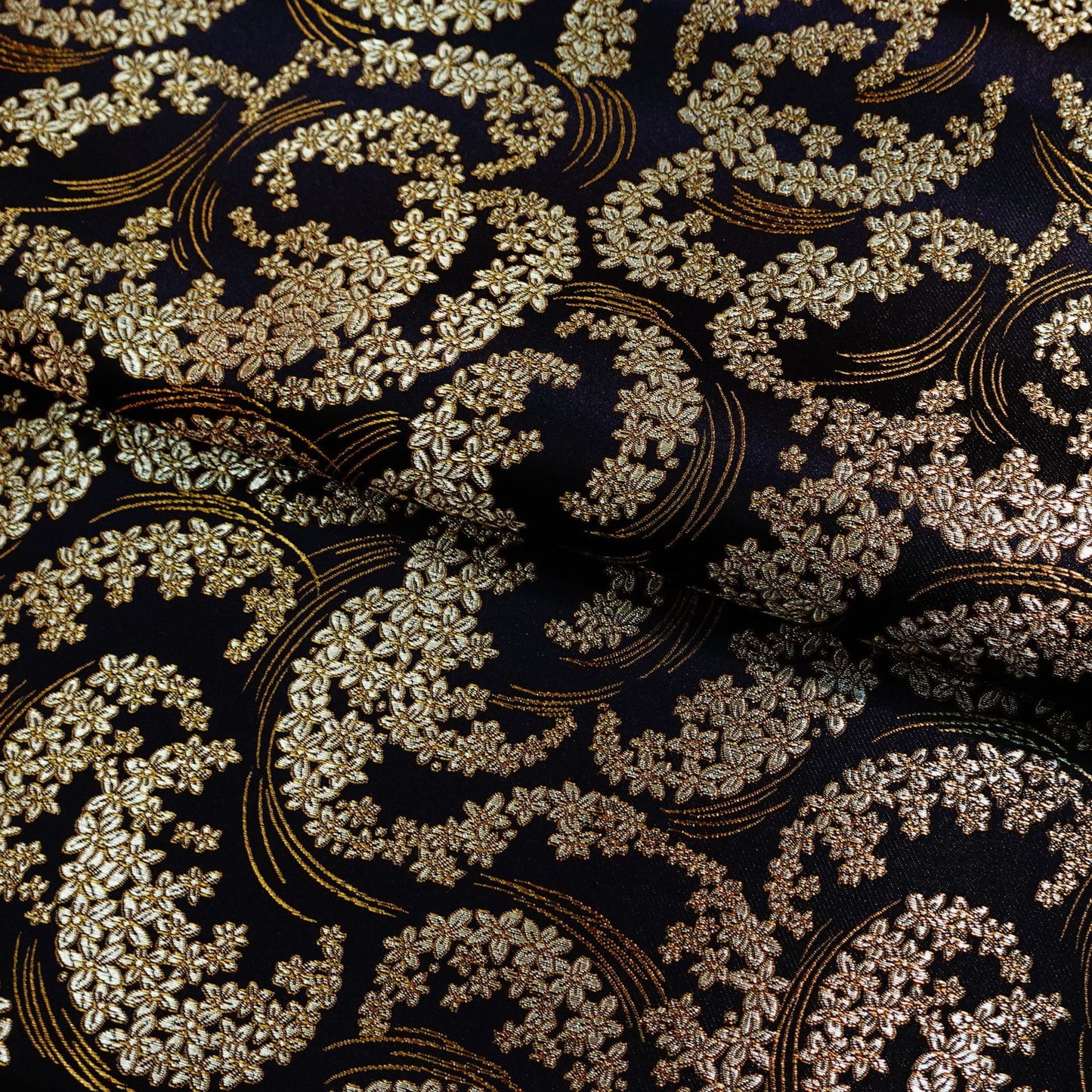 Silk Brocade Fabric: Moon Flower Design, 45" Wide - By The Meter