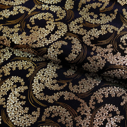 Silk Brocade Fabric: Moon Flower Design, 45" Wide - By The Meter