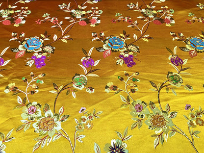 Gold Thread Rose Brocade Fabric: 59" Wide Cheongsam Qipao Material