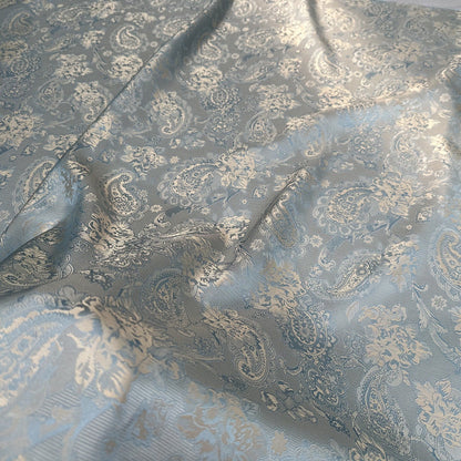 Cashew Flower Jacquard Fabric: Rayon Blend Satin, 59" Wide