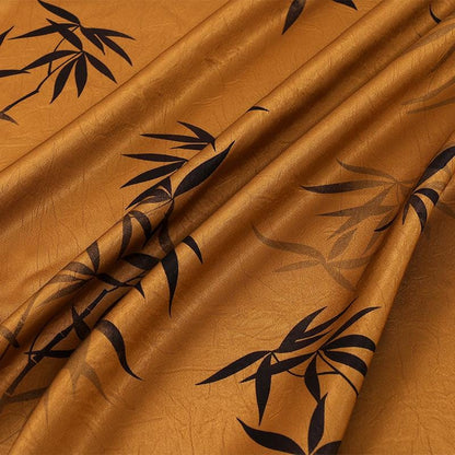 Oriental-Inspired Bamboo Leaf Brocade Fabric with Shimmering Silk-Like Texture, 59"Wide