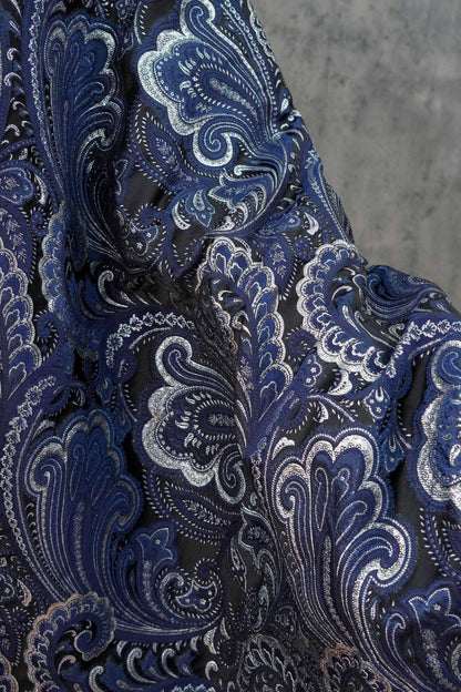 French Abstract Floral Jacquard Fabric: Gold Thread Embossed Woven - 63"W