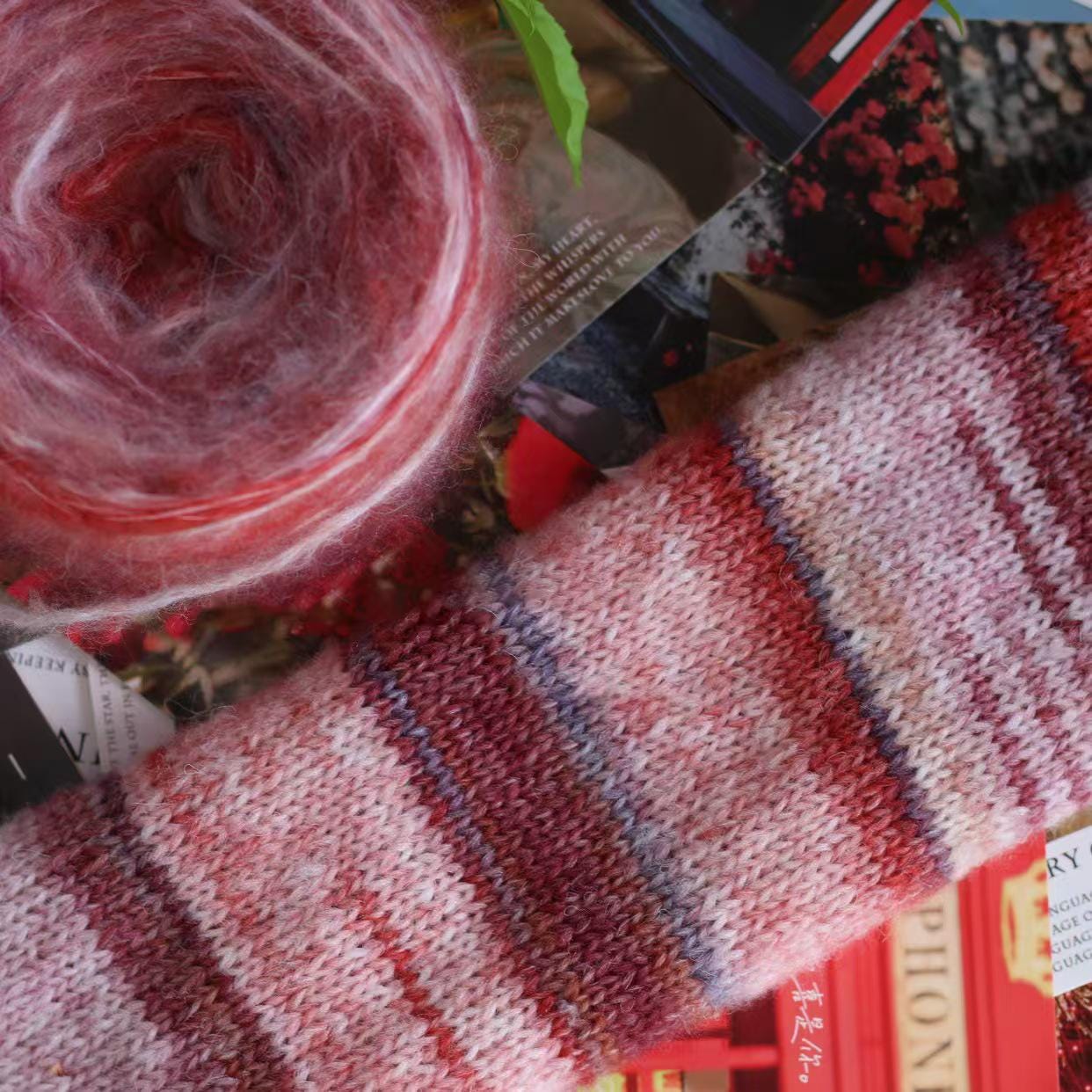 Rainbow Mohair Silk Yarn: Hand-Dyed Gradient Lace Knitting