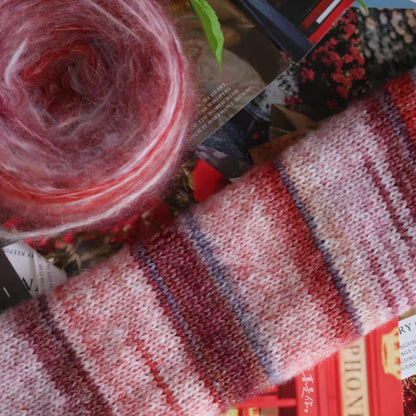 Rainbow Mohair Silk Yarn: Hand-Dyed Gradient Lace Knitting