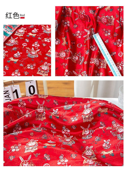 Tissu brocart de soie Lord Rabbit : Damas chinois traditionnel (59"L)